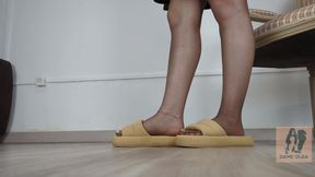 Shoeplay, Dangling & Walking in Home Slippers and Pantyhose (shoe Collection) - Dame Olga
