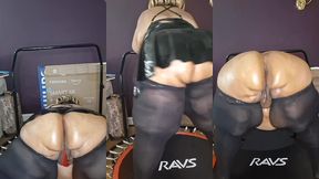 big ass huge thighs ssbbw bouncing on trampoline