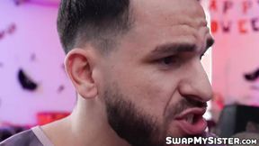 ”Wild girls Macy Meadows & Leana Lovings seduce their stepbrothers into a fours”