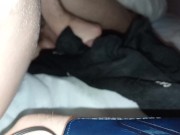 Humping my bed with nice view of my hairy chest and pubes