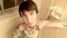 Tattoed Straight Thug Blinx Unloads His Balls In The Shower