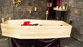 Vampire babes suck and lick each other's drenched smash holes in a coffin