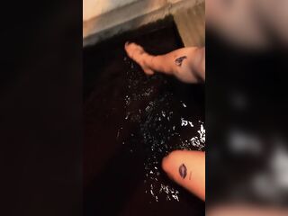 Masturbating in a public washhouse