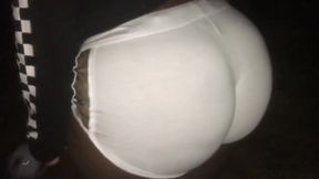 Dirty Diana Kicking Soccer Ball in Booty Shorts Night Time