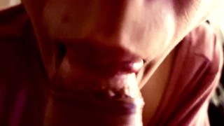 Closeup Dickhead sucking cum in mouth - slow Blowjob - Luce Avery