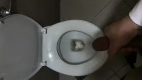 huge cumshot at public toilet