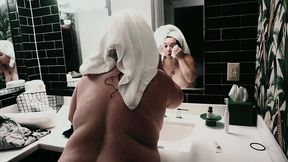 bathtub getting ready for the day