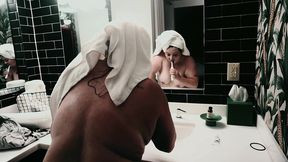 bathtub getting ready for the day