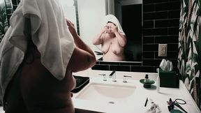 bathtub getting ready for the day