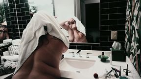 bathtub getting ready for the day