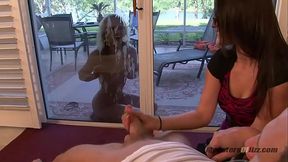 Coed Jerks Off Boyfriend while Watches