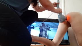 Lesbian Illusion: Vibrating Massager Anal Play