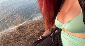Artemisia Love Sexy Big Boobs Close up Perfect Nipples Outdoor by the Ocean Stunning View