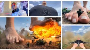 Robot giantess VS convoy of military MP4