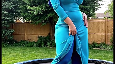 Hijab arab shemale in blue teases her divine body, gets anal fucked and cums hard. (AI Generated)