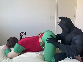 At Night Batman Saves Gotham With Robin (Aiden Marlo), But During The Day He Fucks Robin