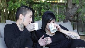 Hot tattooed lesbians eat each other's asses and pussies