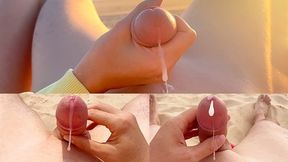 Compilation Of Masturbation On A Public Nudist Beach. Cum Three Times. Almost Catch By Strangers