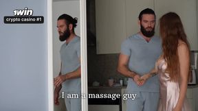 Cheating Russian housewife Alexa Poshspicy gets deepthroated and facial by her massage