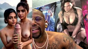 tomboy stepdaughter deepthroating your cock while her twin stepsister jerks you off, ai generated