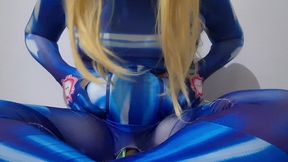 (chill) samus femboy belly inflation with soda and jerking her small dick