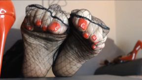 POV Milf sheer nylon wrinkled soles