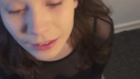 Deepthroating her StrapOn POV