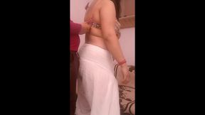 Desi Aunty Takes off Her White Salwar and Her Hard