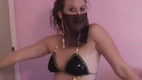 Sexy Brunette in persian clothes showing her twat & natural tits