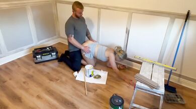 Blonde British freeuse slut painted anytime anywhere creampie shaking orgasm