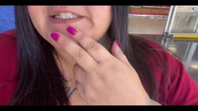 Naughty BBW Entered the Market Bathroom to Put the Plug in the Ass - Mary Jhuana