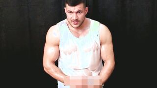 Sweaty muscle guys douse in hot cum after a wild homemade session