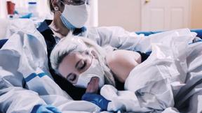 ”Lola & Lucky wearing protective gears while banging”