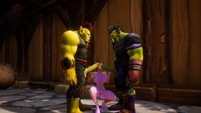 Elf has a Threesome with Two Orcs : Warcraft Porn Parody