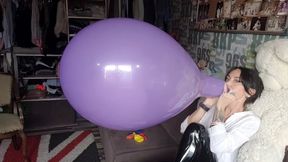Latex Pleasure with Purple and White Balloons - Mishel Looner balloons. Balloon B2p
