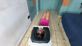 Rosalia Peach's monstrous ass farting in the box and on the malnourished slave - clip 1