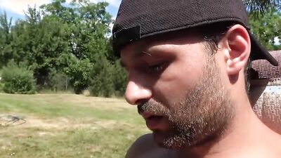 Dirty Gunther is enjoying in some cock sucking out in the open