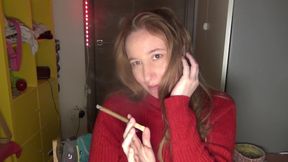 Nude smoke with flirt