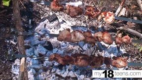 Babes hardcore fuck outside - group sex