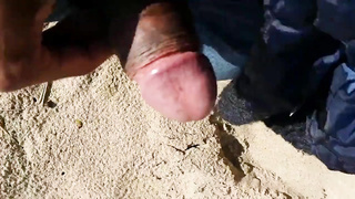 Str8 men jerking in beach for a slut 4