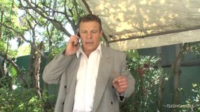 Businessman fucks a horny blonde in white stockings after exchanging oral pleasures