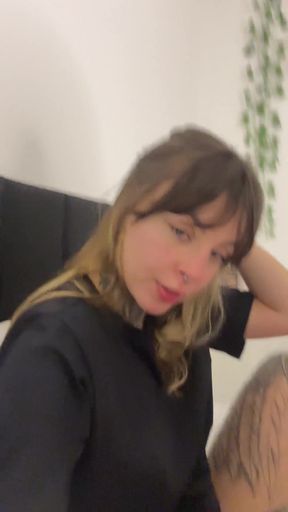 Woman in salon chair