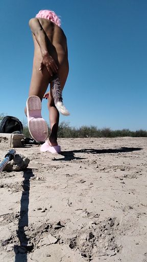 Cute young doll in minidress and sandals strips naked in public Very hot rich slut mmm