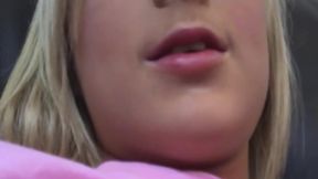 Blonde Stuffer Sucks Finger and Shows Pussy Closeup