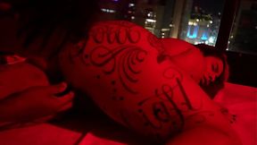 Latina fiery gives a hot blowjob to a huge BBC