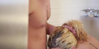 Curvy Jennique Adams gets wet and sloppy