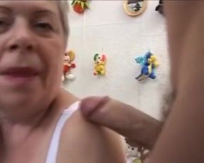 Fat German Granny in Action with Three Loaded Cocks