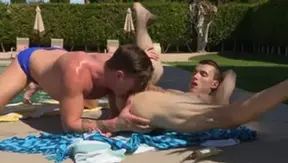 Hot House: Young hunk Hoss Kado riding big dick in the pool