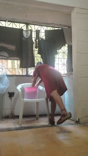 With the cleaning lady