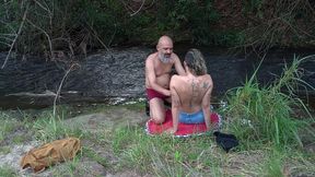 encounter with a stranger at a waterfall ends in public sex.
